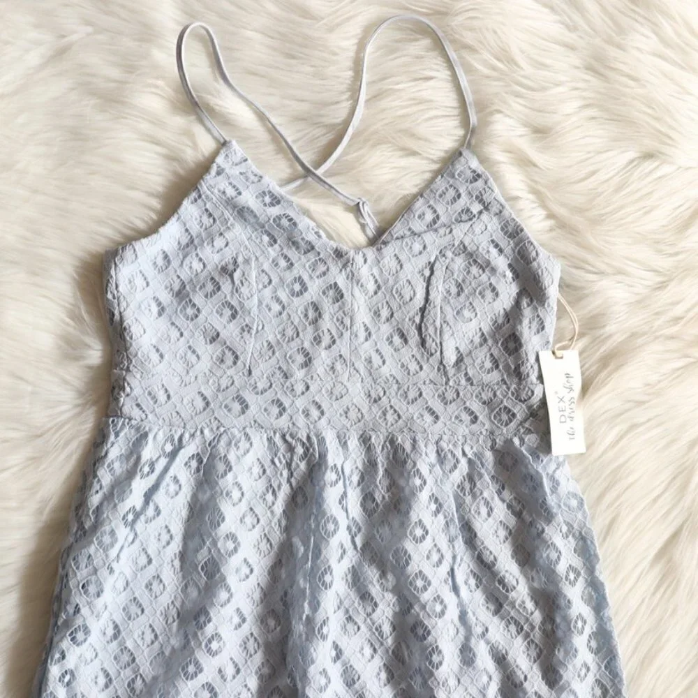 NEW Dex Blue Lace Crochet Summer Dress Size XS